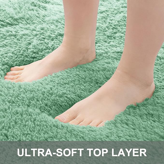 OLANLY 2x4 Machine Washable Runner Rugs for Hallway, Soft Fluffy Shaggy Bedside Rugs for Bedroom, Living Room, Indoor Floor Carpet for Kids Girls Boys, Nursery Rooms, Home Decor Aesthetic, Mint Green