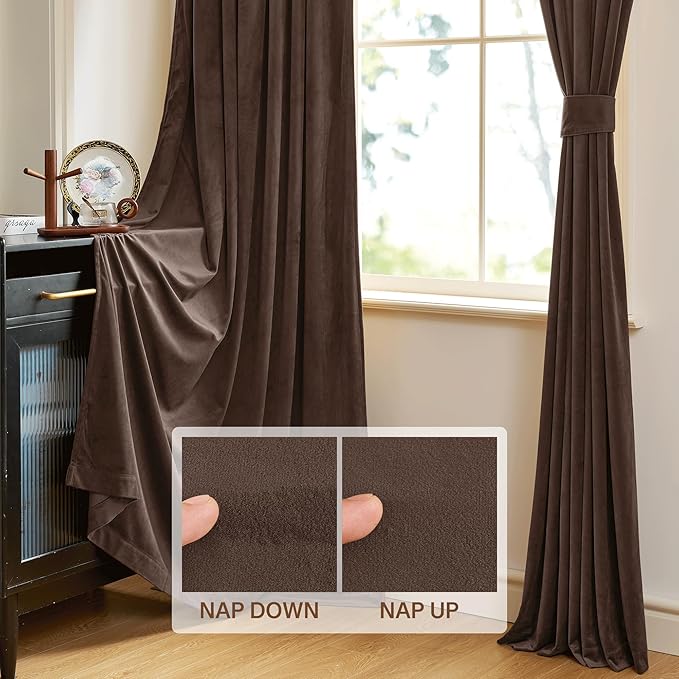 StangH Reddish Brown Velvet Curtains for Living Room 2 Panels, Thermal Insulated Light Blocking Window Drapes, Luxury Heavy Thick Panels for Display Window/Party Backdrops, W52 x L96, 2 Panels