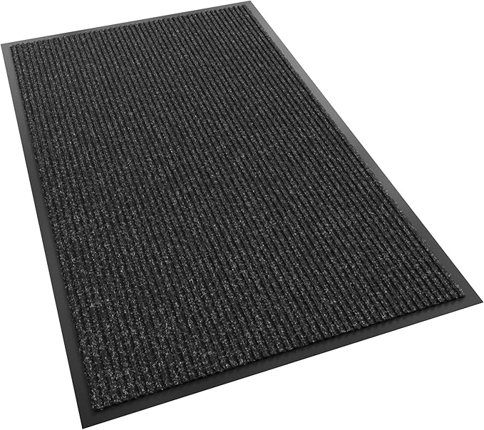 Front Door Mat, 60" x 36" Heavy Duty Indoor Outdoor Doormat, Non-Slip Welcome Mats for Entryway, Rubber Backing Low Profile Commercial Door Mats, Black Stripe