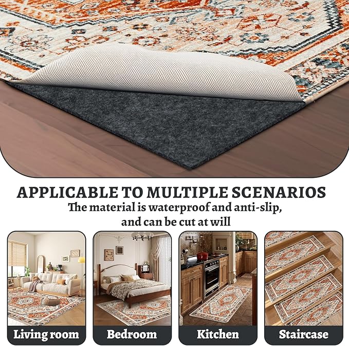 100% Waterproof Rug pad, 2x6 ft Area Rug Non-Slip Rug Pads, Carpet Pads for All Floors and finishes, Felt pad for Hardwood Floors, Keep Carpets in Place Soft and Secure