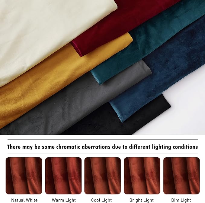 RYB Home Rust Red Velvet Curtains 90 inches Long, Thermal Insulated Panel for Bedroom Room Darkening Window Treatment for Holiday Backdrop Privacy Drapes for Guest Room, W52 x L90, 2 Panels