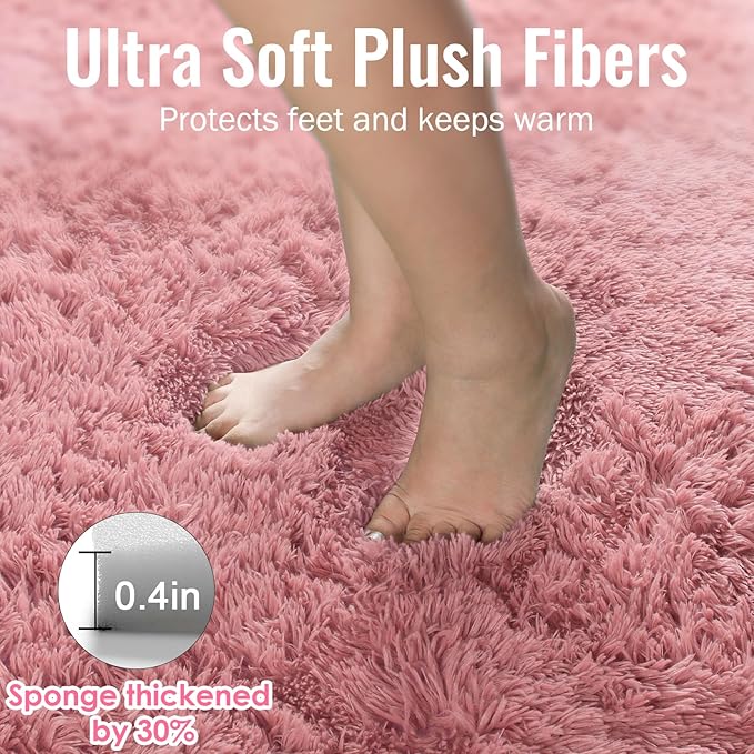 PAGISOFE Blush Pink Fluffy Shag Area Rugs for Bedroom Girls 5x7, Soft Fuzzy Shaggy Rugs for Kids Room Plush Furry Living Room Carpet Girls Teen Dorm Rugs for Home Decor Aesthetic, Nursery