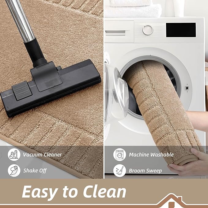 BEQHAUSE Door-Mat-Non-Slip Dirt Trapper Door Mats Low-Profile Front Door Mat Absorbent Floor Mats for Entryway Washable Mud Resistant Home Entrance Doormat,Taupe,24"x36"