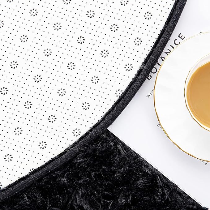 Noahas Fluffy Black Rugs for Bedroom Living Room,2'X5' Oval Throw Rug for Kids Room,Shag Hallway Runner Rug,Small Soft Shaggy Bedside Non-Slip Plush Nursery Dorm Carpet Home Decor Aesthetic