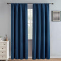 Blackout Curtains 90 Inch Length 2 Panels Set, Black Out Curtains for Bedroom 90 Inch Long, Rod Pocket Energy Saving Room Darkening Drapes for Living Room Window Navy Blue(W52 x L90)
