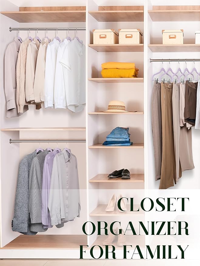 Cozymood Velvet Skirt Hangers 24 Pack, Purple Hangers with Clips Ultra Thin Non Slip Pants Hanger Space Saving Clothes Hanger with Clips for Pants, Skirts, Jeans, Shorts