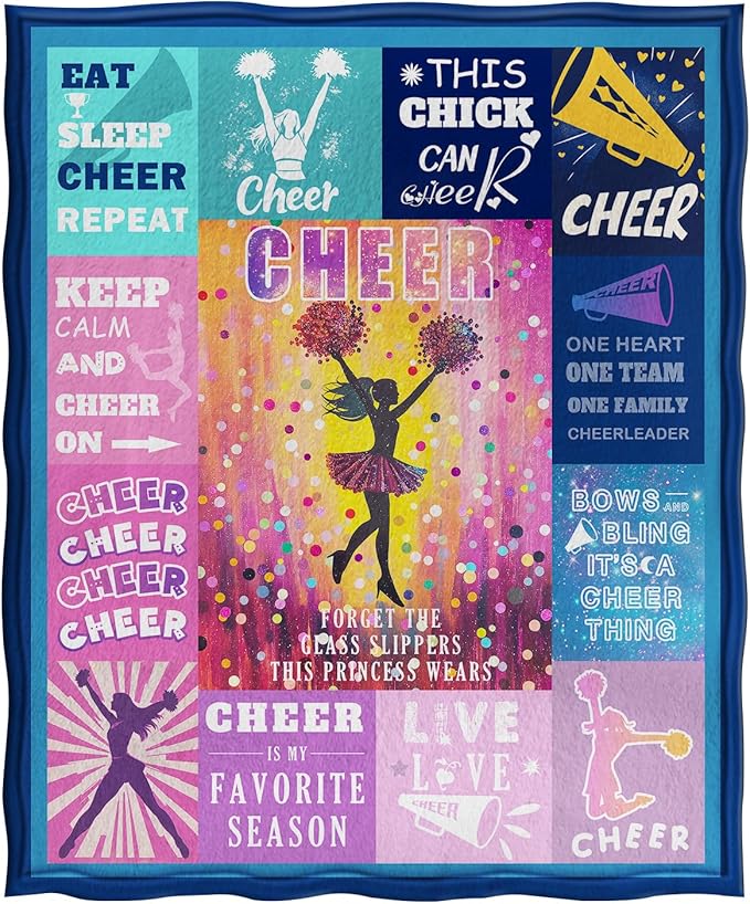 Jekeno Cheerleading Blanket Gifts for Women Men Kids Girls Boys Mom Wife Female Friends Birthday Christmas Halloween Presents Home Bedroom Living Room Decor Colorful Throw Blanket 60"x80"
