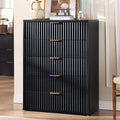 LEYAOYAO Fluted 5 Drawers Dresser Set of 2, 41" Tall Modern Chest of Drawers with Metal Handle, Curved Profile Dresser TV Stand, Wooden Drawer Organizer for Bedroom, Living Room, Hallway, Lightgrey