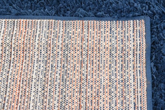 Unique Loom Solid Shag Collection Area Rug (6' 1" x 9' Rectangle, Sapphire Blue/ Navy Blue)