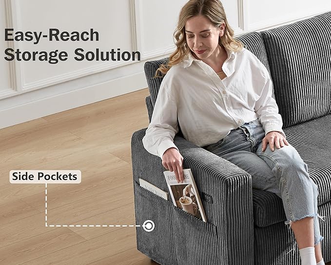 Vipbear 80" Sectional Sleeper Sofa Bed with Pull Out Bed, L Shaped Couch Pull Out Couch with Reclining Backrest, Reversible Storage Chaise, USB Ports, Tool-Free Assembly, Corduroy Grey