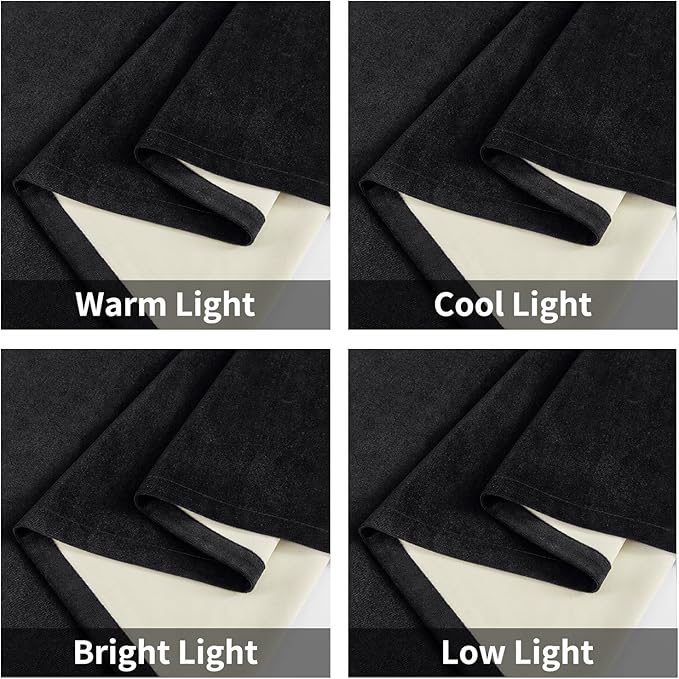 Joydeco 100% Blackout Velvet Curtains for Bedroom 96 Inches Long 2 Panels, Back Tab/Rod Pocket Living Room Drapes, Thermal Insulated Soundproof Heavy Duty Curtains for Windows,52W x 96L,Black