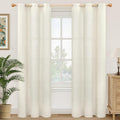 YoungsTex 84 Inches Length Linen Curtains for Living Room 2 Panels, Cream Semi Sheer Drapes with Grommet Light Filtering Window Treatments for Dining Bedroom, 42 X 84 Inch
