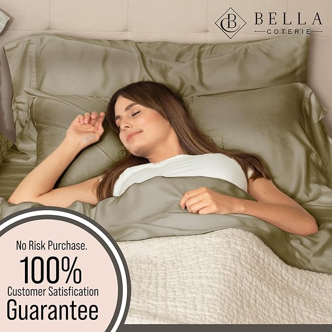 Bella Coterie Luxury Bamboo Viscose Queen Size Sheet Set | 100% Organically Grown | Ultra Soft | Cooling for Hot Sleepers | 18" Deep Pocket [Olive]