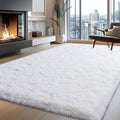 White Rugs for Living Room, Large Area Rug 6x9 Fluffy Shag Rug for Bedroom, Soft & Non Slip Fuzzy Thick Plush Carpet for Kids Room Dorm Home Decor