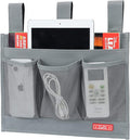 Zafit Hanging Bedside Caddy, Bedside Storage Organizer for Magazine, Phone, Remote control (Classic 4 Pockets-Grey)