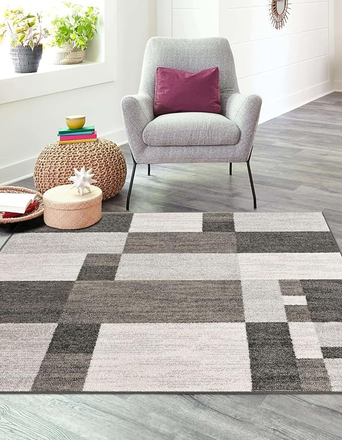 Unique Loom Autumn Collection Area Rug - Providence (4' 1" Square, Gray/ Ivory)