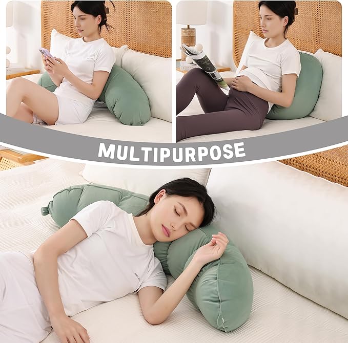 Peallow(Pat. Pend) – Long Round Body Pillow for Adults, Bolster Pillow for Sleeping, Soft and Supportive Pillow for Sleeping & Lumbar Support(Willow Green,39")
