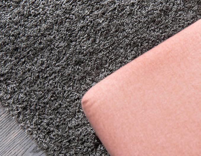 Unique Loom Solid Shag Collection Area Rug (10' x 13' Rectangle, Graphite Gray)