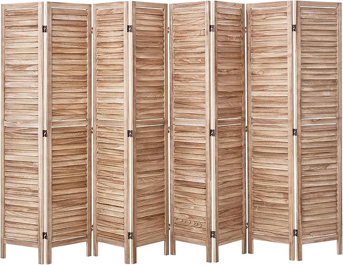 VEVOR Wood Room Divider, 8 Panel Wood Folding Privacy Screen, 66.9 Inches Tall Indoor Louvered Partition Divider, Portable Decoration Screen, for Room Separation, Home, Office, Restaurant & Bedroom
