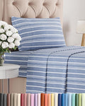 Twin XL Size 3 Piece Sheet Set - Comfy Breathable & Cooling Bed Sheets Set - Hotel Luxury Bedding for Women, Men, Kids, Teens, Boys & Girls - Deep Pockets and Wrinkle Free - Oeko-Tex - Blue Stripes 3
