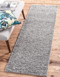 Unique Loom Solid Shag Collection Area Rug (2' 6" x 19' 8" Runner, Cloud Gray)