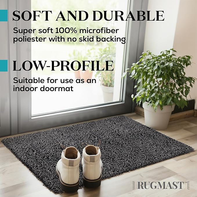 Premium Microfiber Indoor Door Mat – 24"x36" Washable Entry Mat, Non-Slip, Waterproof Backing, Super Absorbent, Low Profile Entryway Doormat for Indoor Entrance