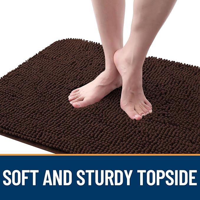 OLANLY Dog Door Mat for Muddy Paws 70x32, Absorbs Moisture and Dirt, Absorbent Non-Slip Washable Doormat, Quick Dry Chenille Mud Mat for Dogs, Entry Indoor Entryway Carpet for Inside Floor, Brown