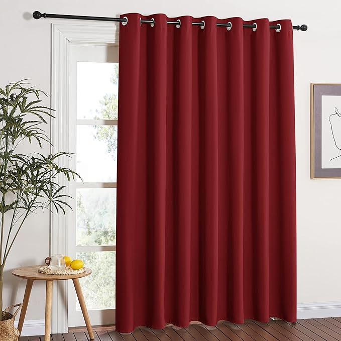 NICETOWN Blackout Blinds for Sliding Door - Indoor Slider Curtains for Patio, Wide Width Drapes for Living Room (Burgundy Red, 100 inches Wide x84 Long)