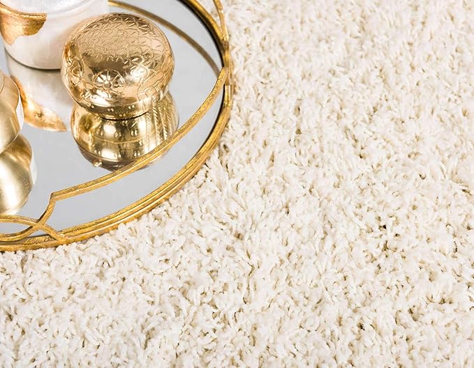 Unique Loom Solid Shag Collection Area Rug (2' 7" x 19' 8" Runner, Pure Ivory)