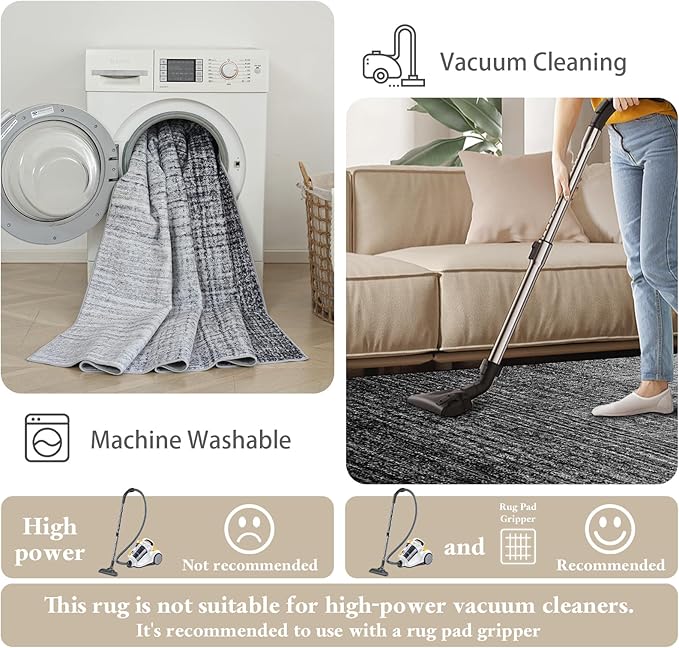 Area Rugs 6x9, Machine Washable Rugs for Living Room Floor Non Silp Vintage Rug Black Carpet for Living Room Dinning Room Bedroom Rug Under Bed Home | Black White