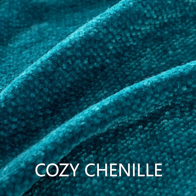 Chenille Throw Blanket for Couch 50"X 60", Soft Cozy Throws with Fringe Tassel for Bed Sofa Chair Cover, Lightweight Knitted Decorative Boho Blankets for Living Room, Teal