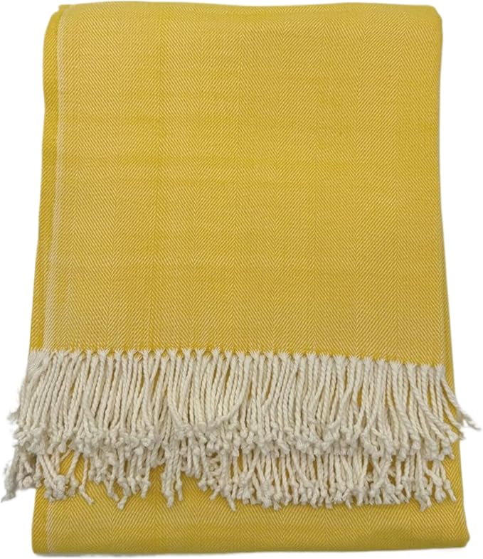 Alashan Cotton Acrylic Adirondack Herringbone Woven Throw (Radiance)