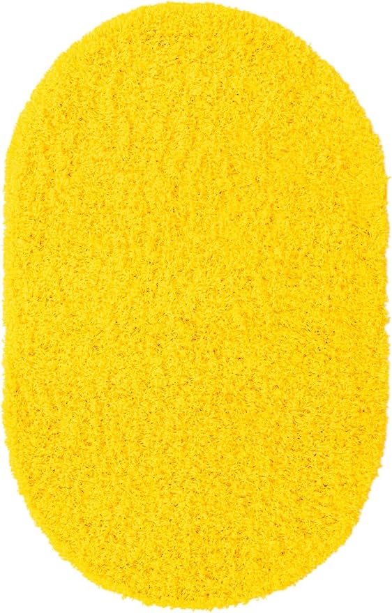 Unique Loom Solid Shag Collection Area Rug (3' 3" x 5' 3" Oval, Tuscan Sun Yellow)