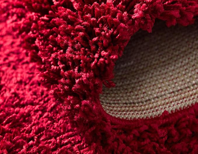Unique Loom Solid Shag Collection Area Rug (2' 6" x 13' 1" Runner, Cherry Red)