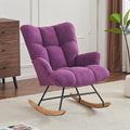 Rocking Chair Nursery Teddy Upholstered Glider Rocker Rocking Accent Chair Padded Seat with High Backrest Armchair Comfy Side Chair for Living Room Bedroom Offices (Purple Teddy)