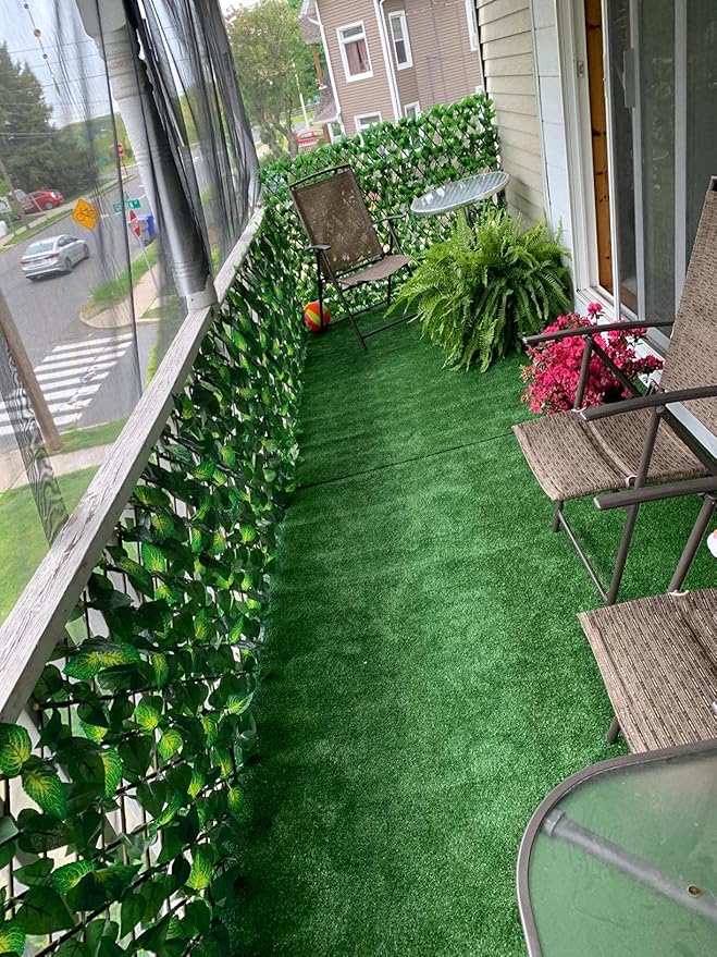 GLANT Expandable Fence Privacy Screen for Balcony Patio Outdoor,Decorative Faux Ivy Fencing Panel,Artificial Hedges (Single Sided Leaves) (1, Green-Verdant)