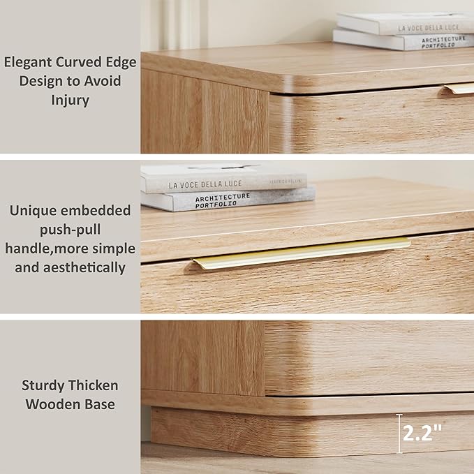 5 Drawer Dresser for Bedroom, 45" Tall Modern Chest of Drawers with Metal Handle, Curved Profile Design, Wooden Closet with Large Drawers Dressers Organizer for Entryway Hallway