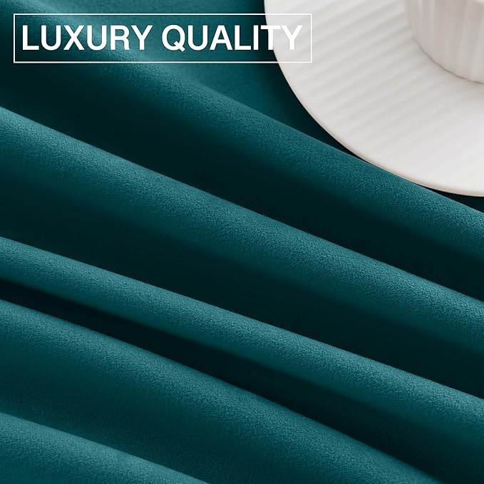 StangH Velvet Blackout Curtains Teal - Extra Long Luxury Velvet Curtains Thermal Insulated Patio Door Panels for Dining Room, Teal, W52 x L108 inches, 2 Panels