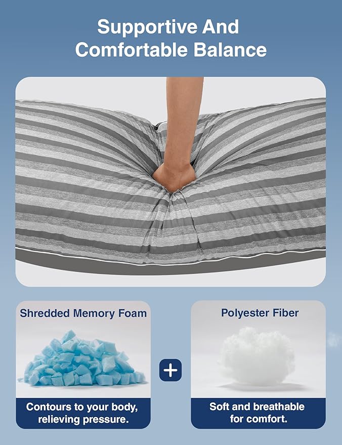 ZonLi Cooling Body Pillow for Adults, Breathable Long Pillow for Bed, Firm Body Pillow for Side Sleeper, Memory Foam Full Length Body Pillows Large -20x54 inch