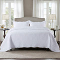 HoneiLife Oversized Queen Bedspreads 110x106- Queen Size Quilt Bedding Sets 3-Piece, Paisley Coverlets Lightweight Bedlinen Set for All Season Use-White