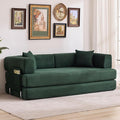 Garvee 5-in-1 Convertible Sofa Bed, 78.8" Modular Corduroy Sleeper with Sturdy Frame & No Assembly, Multi-Functional Futon for Small Space, Living Room & Guest Room (Dark Green)
