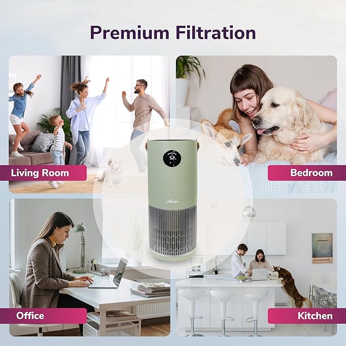 Hunter Fan Company Humidifier and Air Purifier In One, Advanced Filtration Air Purifiers for Home, Air Purifiers for Home Pets, Humidifiers for Bedroom and Humidifiers for Bedroom Baby, Sage/Silver