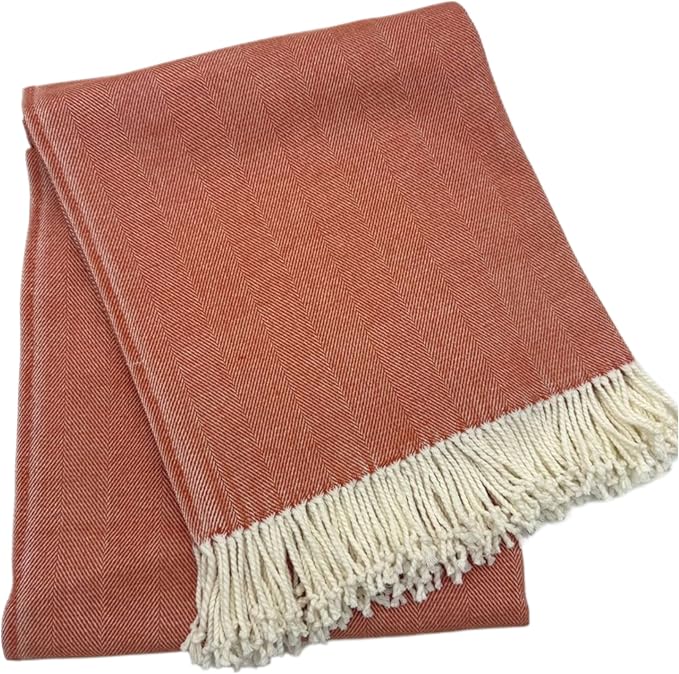 Alashan Cotton Acrylic Adirondack Herringbone Woven Throw (Tumeric)