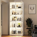 Display Storage Cabinet with Glass Door, LED Lights,Showcase for Collections, Perfume, Vinyl Albums, Bookcase for Home Office, Living Room, Clinic, Pantry (5 Layers-White)
