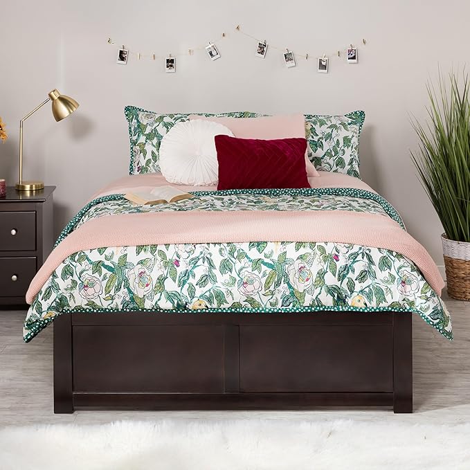 AFI Concord Queen Size Platform Bed with Footboard & Twin XL Trundle in Espresso