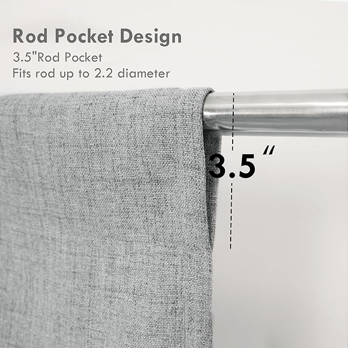 DriftAway Double Layer Linen Blackout Tie Up Curtains Thermal Insulated Fully Lined Balloon Roman Shade Bathroom Window Adjustable Rod Pocket for Small Window 39 Inch by 55 Inch Gray
