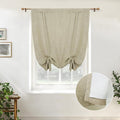 DriftAway Double Layer Linen Blackout Tie Up Curtains Thermal Insulated Fully Lined Balloon Roman Shade Bathroom Window Adjustable Rod Pocket for Small Window 25 Inch by 47 Inch Light Khaki Linen