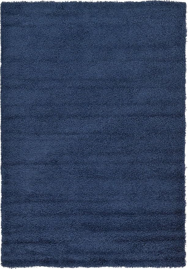 Unique Loom Solid Shag Collection Area Rug (6' 1" x 9' Rectangle, Sapphire Blue/ Navy Blue)