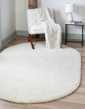 Unique Loom Solid Shag Collection Area Rug (3' 3" x 5' 3" Oval, Snow White)