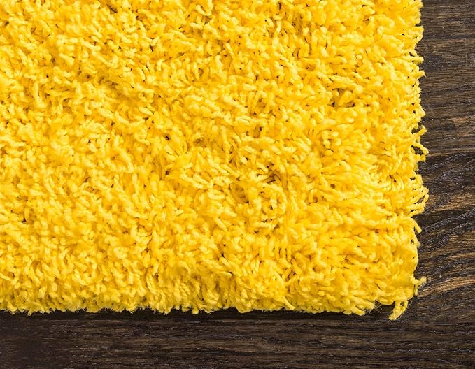 Unique Loom Solid Shag Collection Area Rug (8' x 11' Rectangle, Tuscan Sun Yellow)